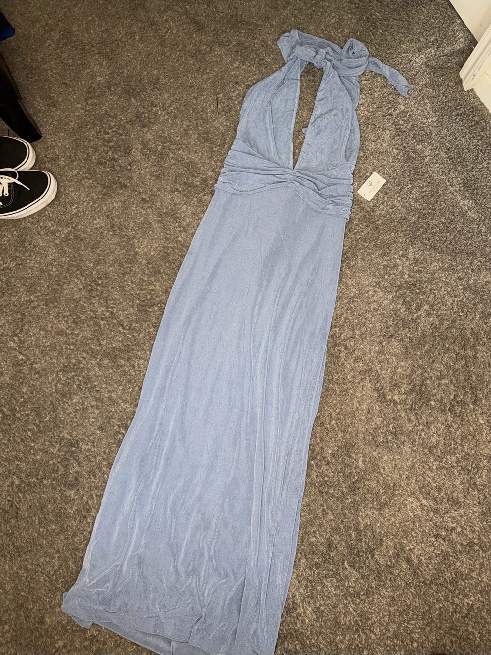 Windsor Light Blue Backless Halter Maxi Dress